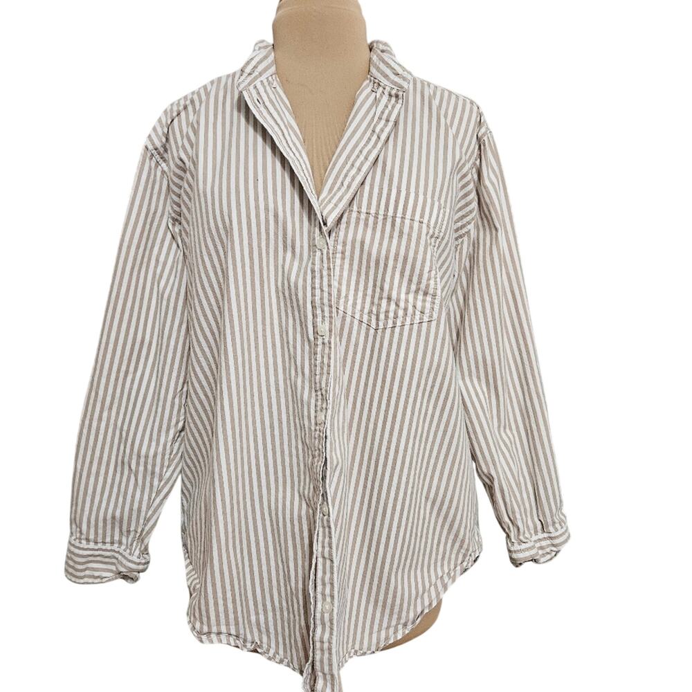 American Eagle Outfitters Striped Blouse - White and Tan